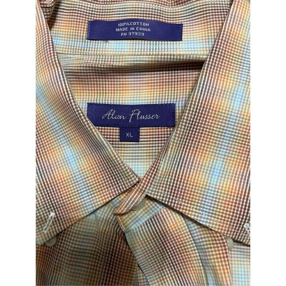 Alan FLUSSER SHIRT MENS XL PURPLE Label PLAID LONG SLEEVE BUTTON UP - Picture 5 of 9